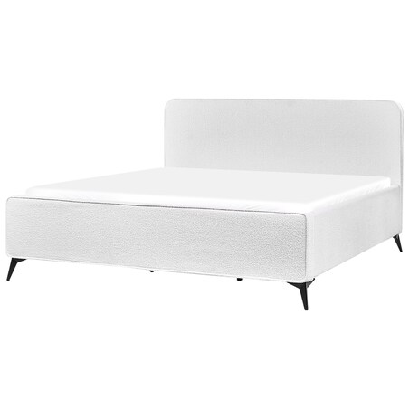 Łóżko Boucle VALOGNES 180 x 200 cm Złamana biel