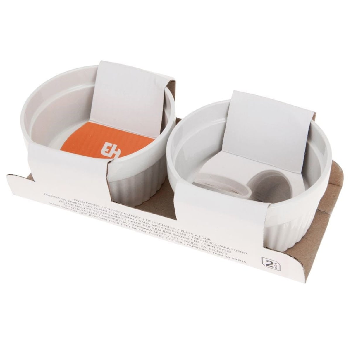 Ceramiczne miseczki, kokilki wielofunkcyjne 185 ml - 2 sztuki, kolor biały