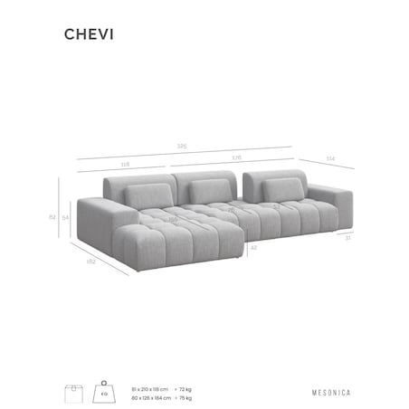 Chevi Sofa narożna - jasnoszara
