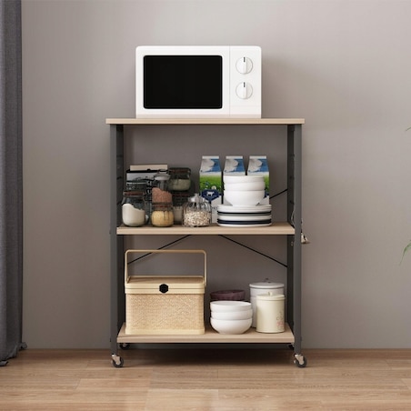 Szafka mobilna na kółkach jasny brąz stolik śniadaniowy wózek kuchenny 60cm