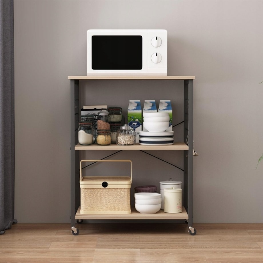 Szafka mobilna na kółkach jasny brąz stolik śniadaniowy wózek kuchenny 60cm