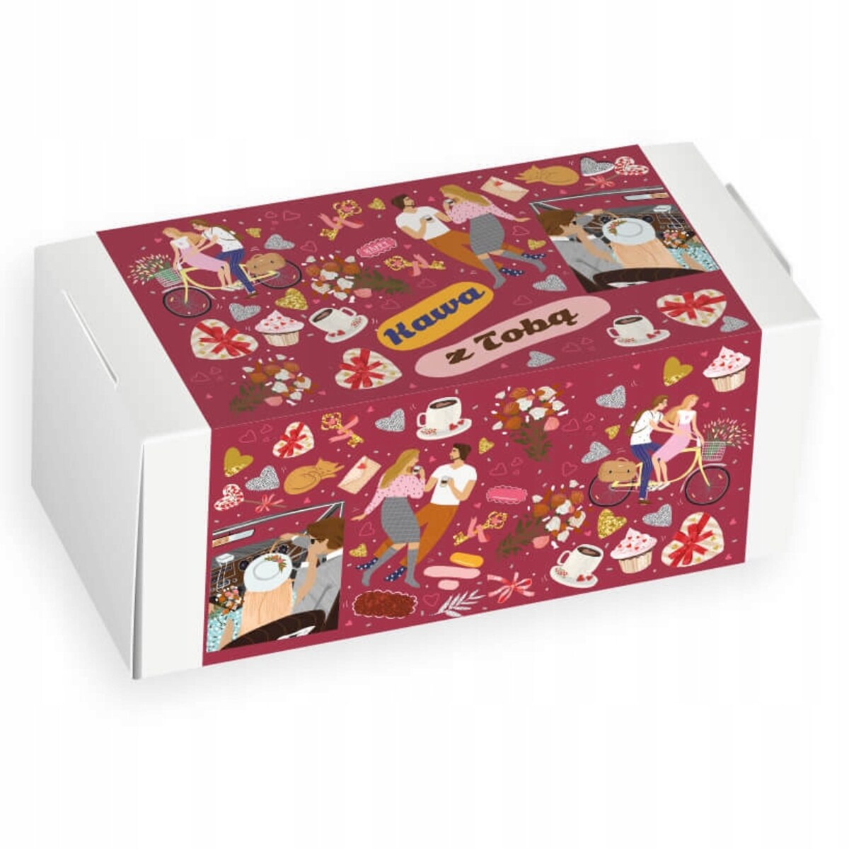 Zestaw prezentowy upominkowy "KAWA Z TOBĄ" - 20 smaków kaw deserowych premium - prezent upominek na walentynki dla chłopaka dziewczyny niej niego żony męża kobiety faceta mężczyzny