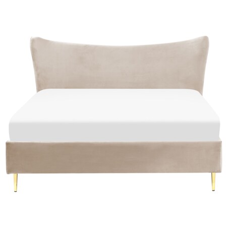 Łóżko welurowe 160 x 200 cm beżowoszare CHALEIX