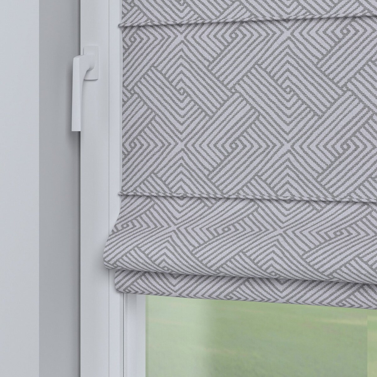 Roleta plisowana rzymska Sycylia, szare wzory geometryczne, Sunny