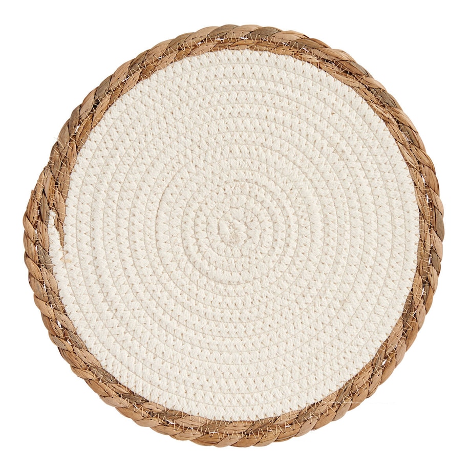 Podkładka pod talerz, z plecionką z trawy morskiej na brzegach