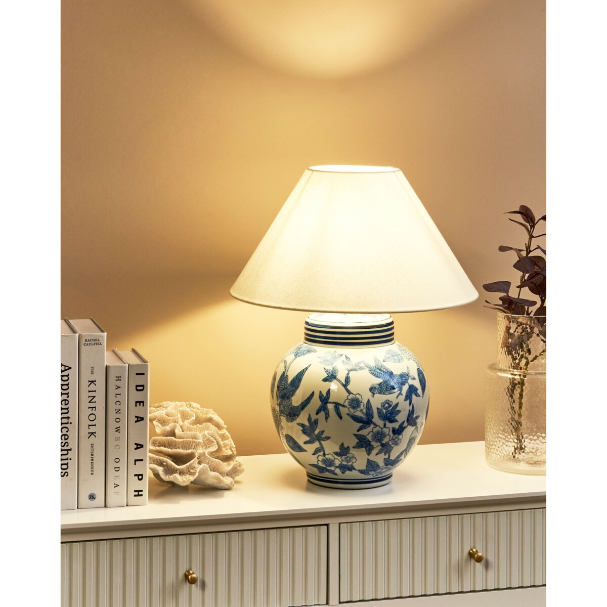 Lampa stołowa ARUNCA Porcelana Biały/ niebieski