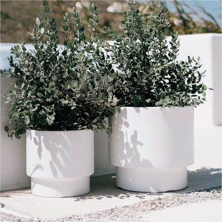 Doniczka Donica Ogrodowa 29,8 Cm Okrągła Na Taras Do Ogrodu Domu Biała