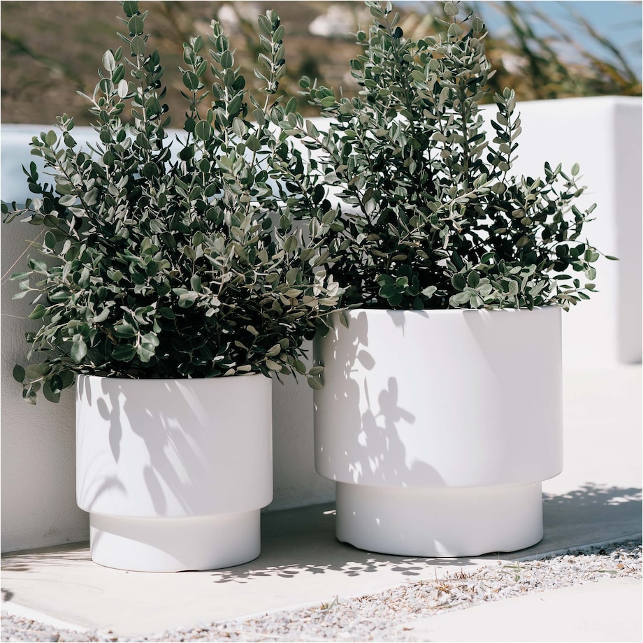 Doniczka Donica Ogrodowa 29,8 Cm Okrągła Na Taras Do Ogrodu Domu Biała