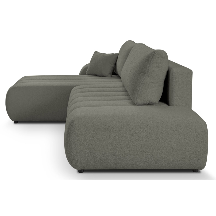 Narożnik z funkcją spania ALOO, lewostronny, tkanina boucle-szara