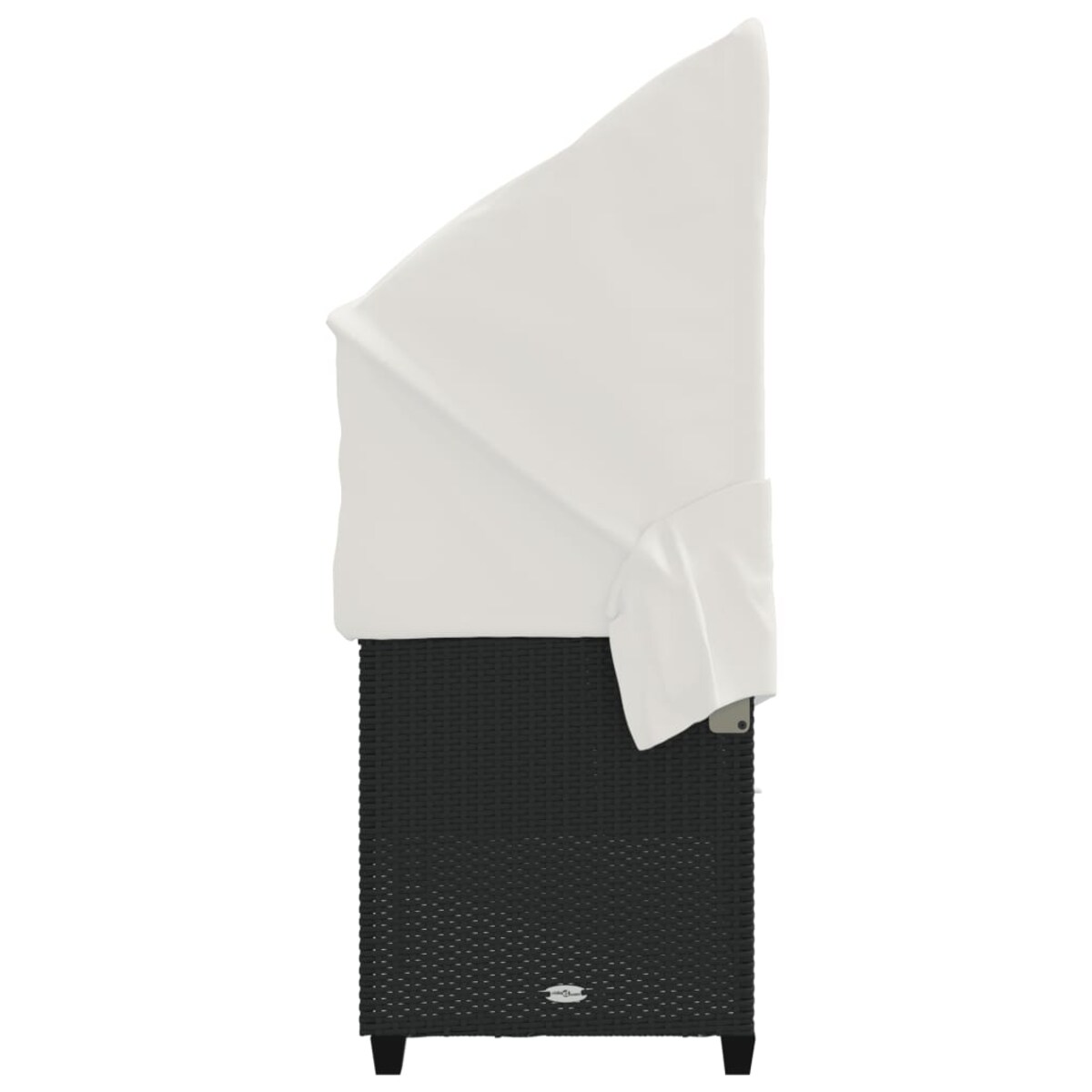 vidaXL Leżanka z zadaszeniem i poduszkami, czarna, polirattan