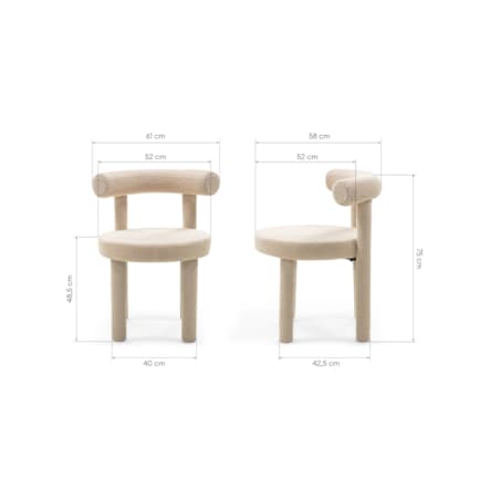 Krzesło do jadalni beżowe/tapicerowane nogi 75x61x58 cm PEDRITA - II, 2 szt.