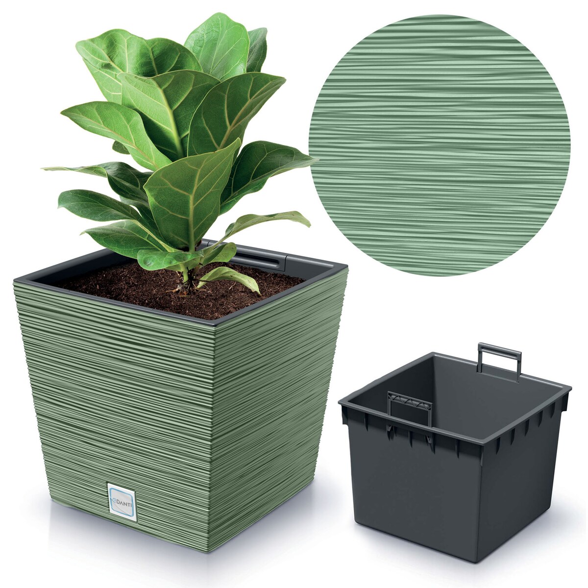 Doniczka Donica Ogrodowa 24 Cm Kwadratowa Na Taras Do Ogrodu Domu Zielona