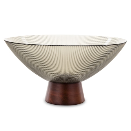 Patera szklana na podstawce 14x26,5x26,5 cm LAKSA-2 szara głęboka