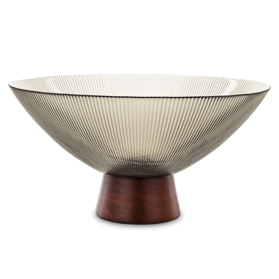 Patera szklana na podstawce 14x26,5x26,5 cm LAKSA-2 szara głęboka