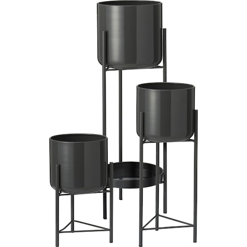 Kwietnik metalowy loftowy z 4 osłonkami 60/45/32x19/17x19/17 cm NARDO-2 antracytowy