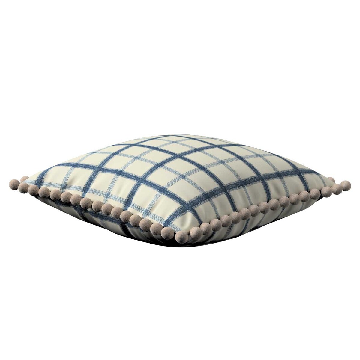 Poszewka Wera na poduszkę 45x45 niebieska kratka tle ecru