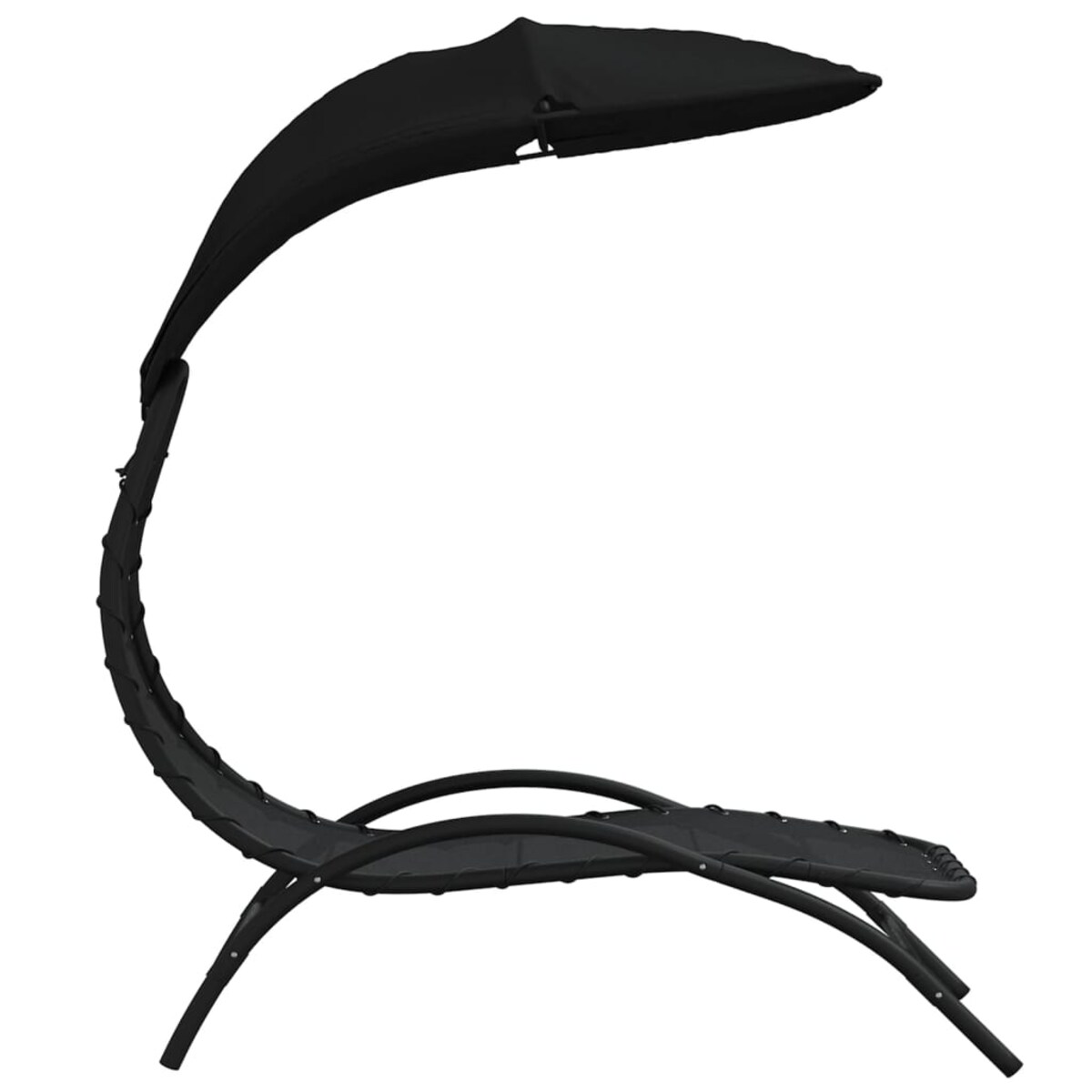 vidaXL Leżak z zadaszeniem, czarny, 167x80x195 cm, tkanina i stal