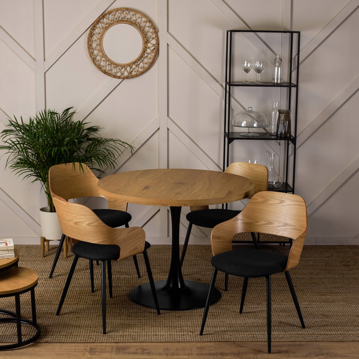 Krzesło Tapicerowane Drewniane Loft Gięte Drewno Do Salonu Jadalni Dąb ORBI