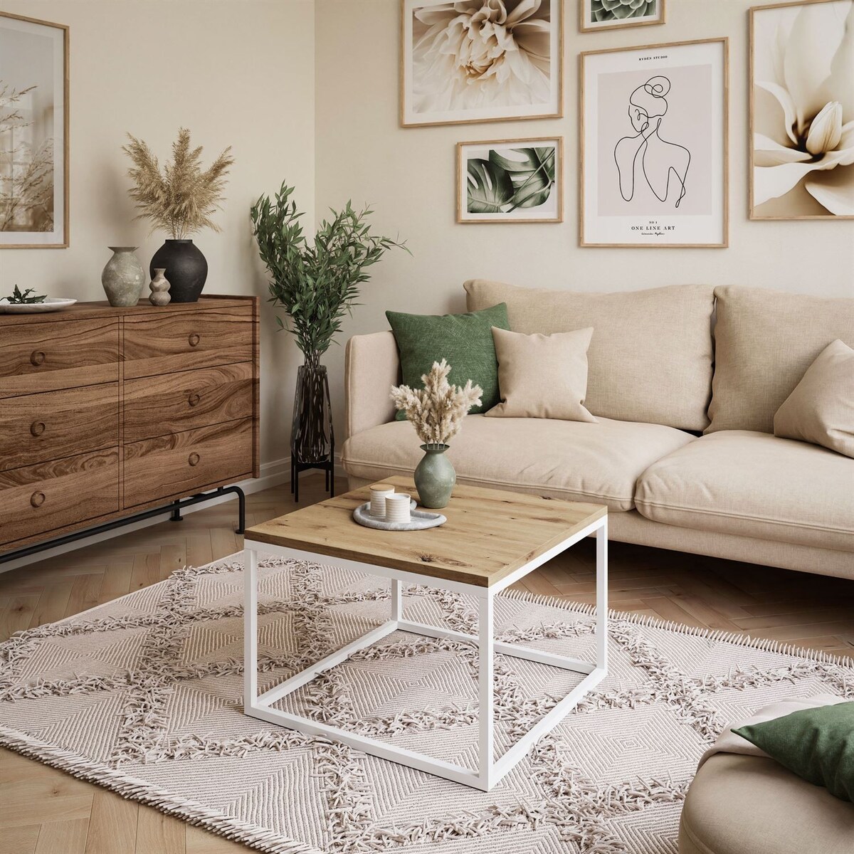 Stolik kawowy YOSHI biały dąb artisan