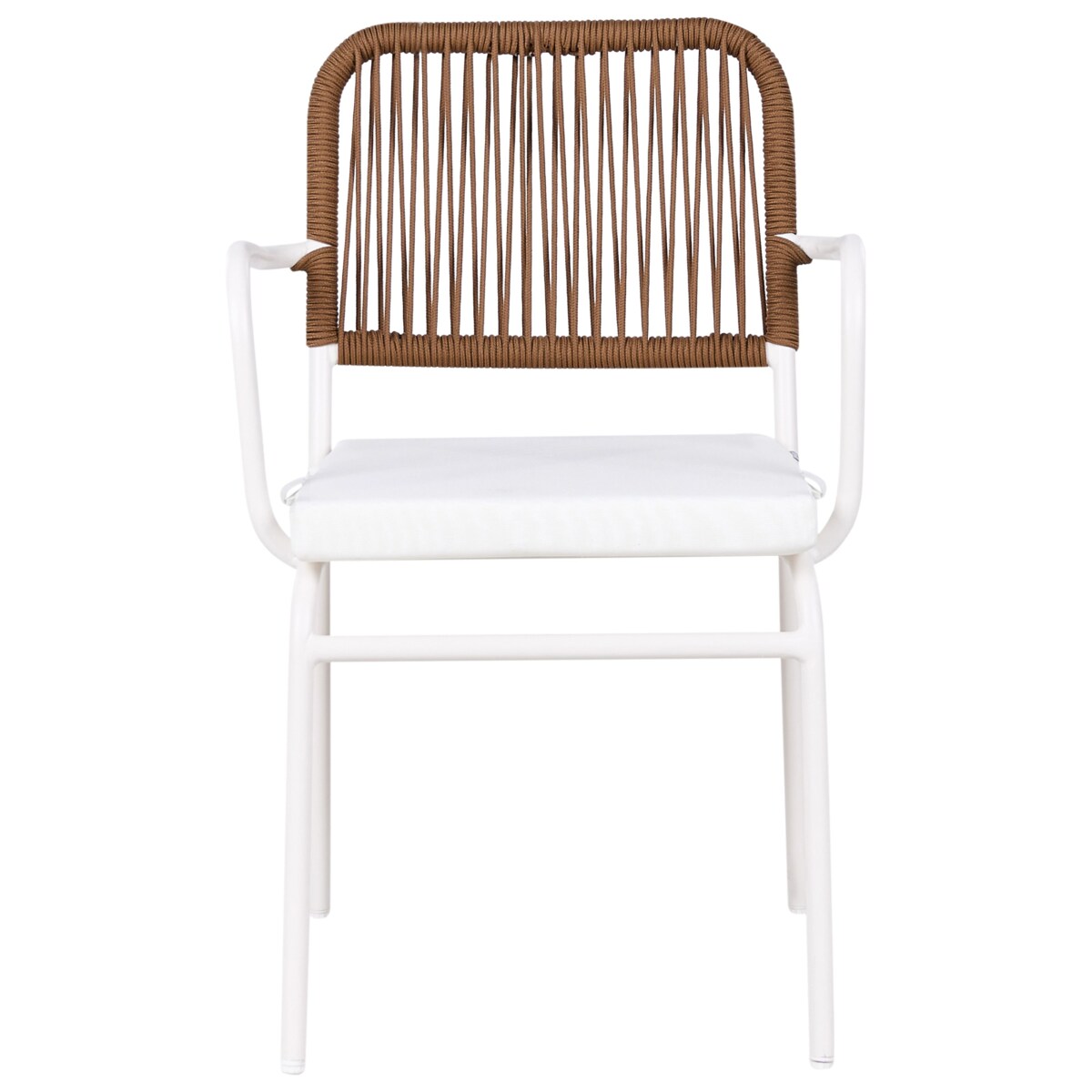 Zestaw 4 krzeseł ogrodowych z poduszkami TACENO Metal Biały