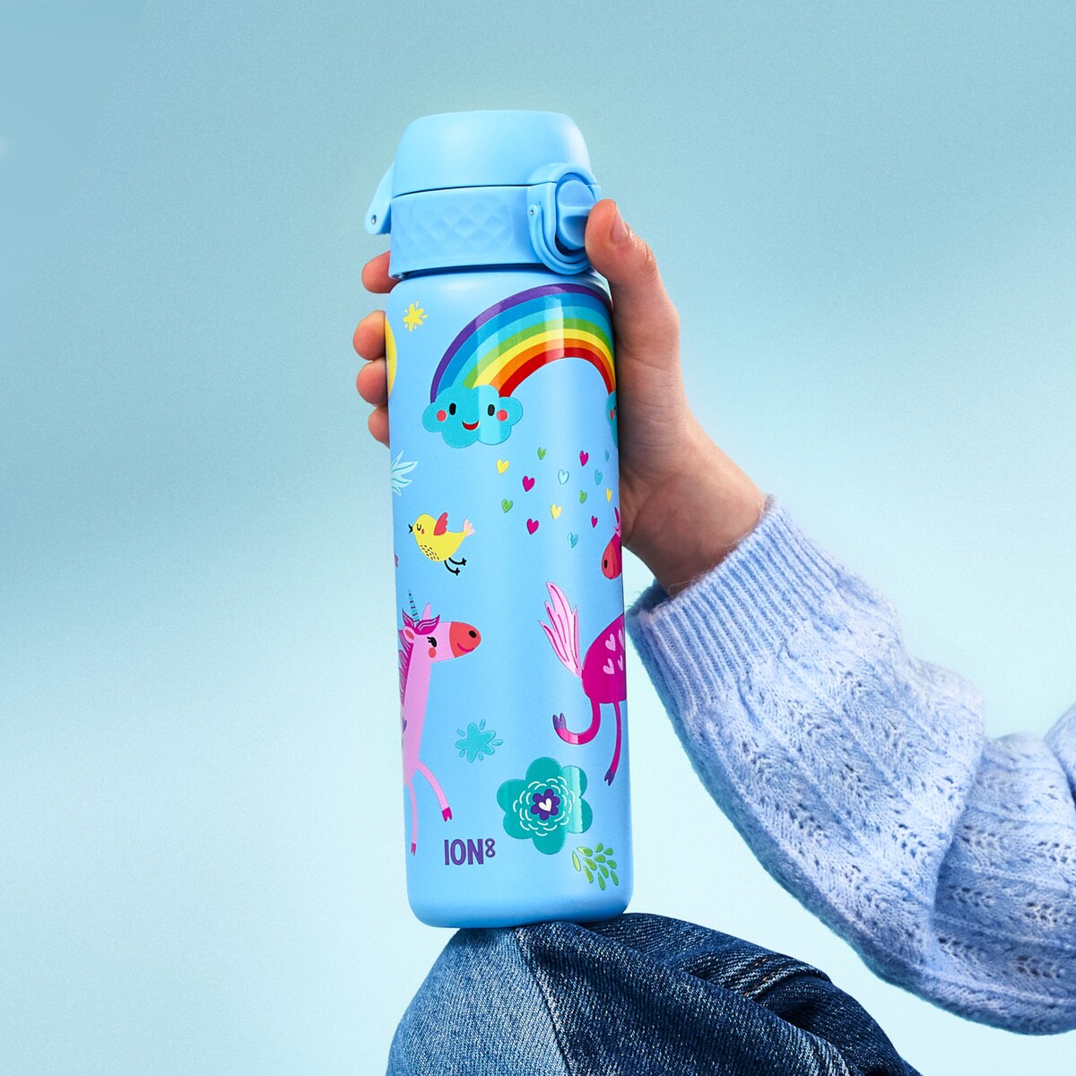 Butelka ION8 Single Wall I8SS600PBUNIC Unicorns (Alaskan Blue)