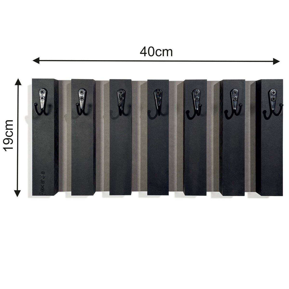 Drewniany wieszak na klucze Lamele 40cm czarny