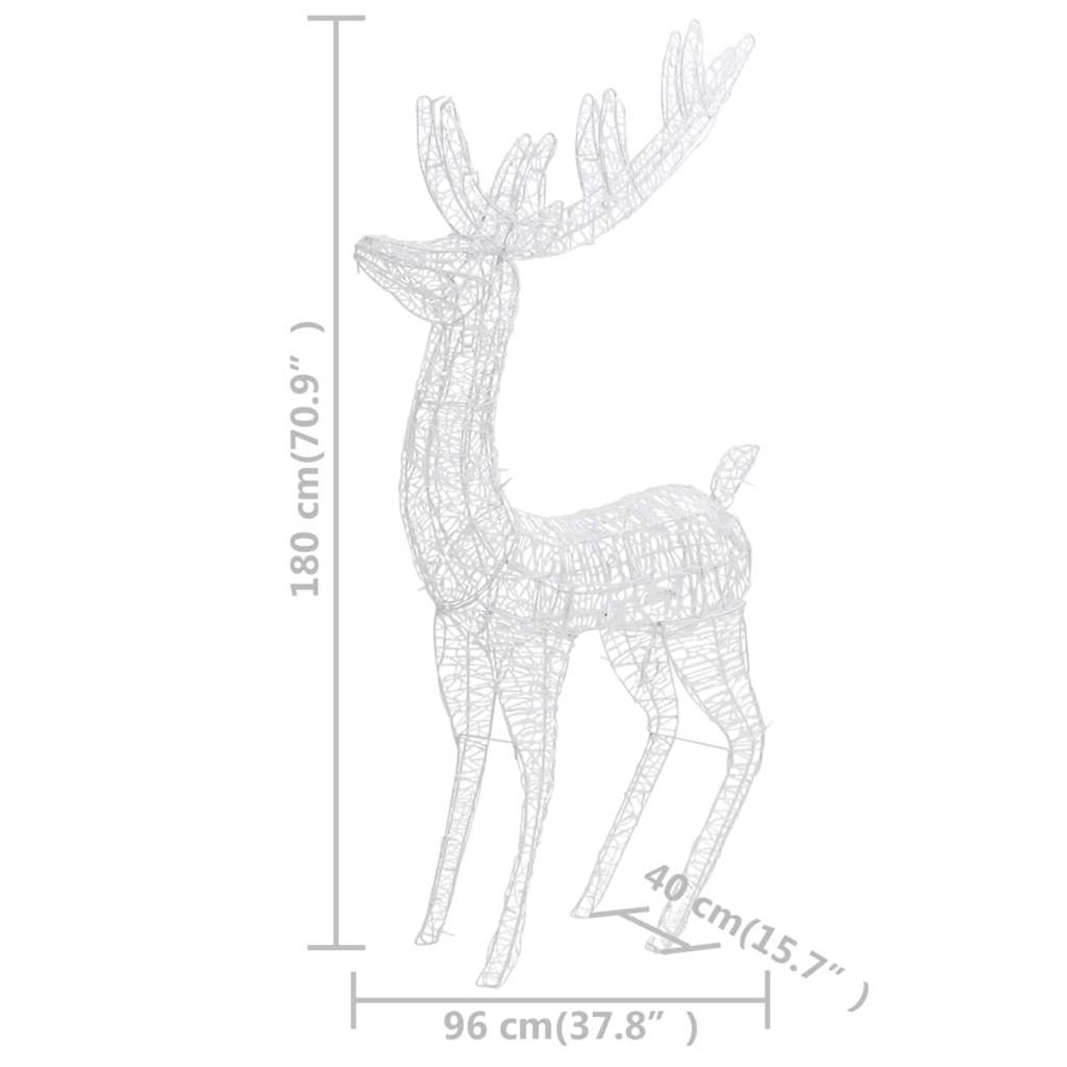 vidaXL Świąteczny renifer, akryl, 250 zimnych białych LED, 180 cm