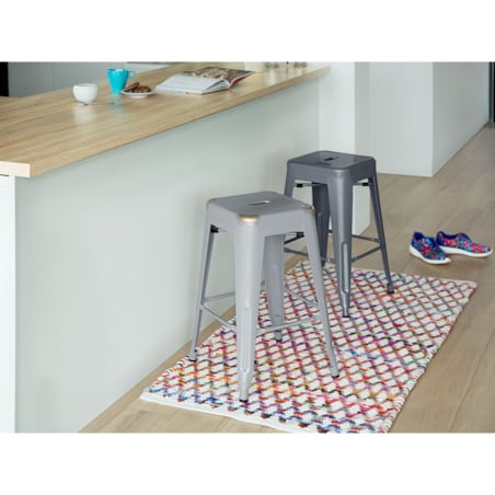 Zestaw 2 stołków barowych metalowych 60 cm szary CABRILLO