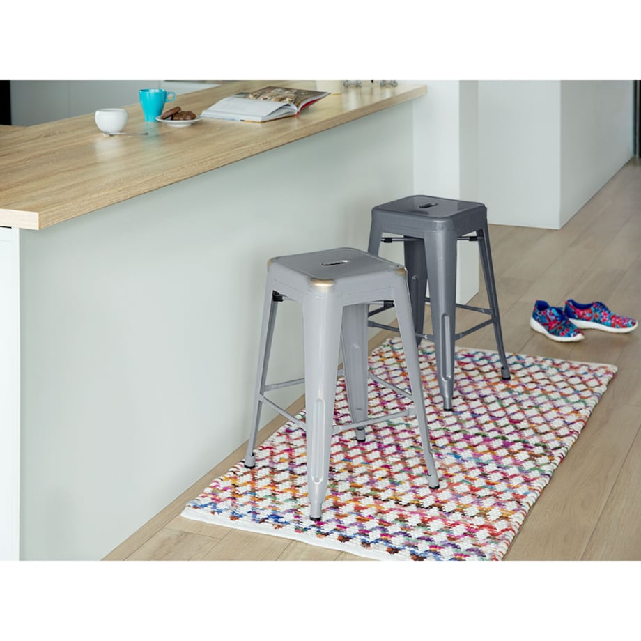 Zestaw 2 stołków barowych metalowych 60 cm szary CABRILLO