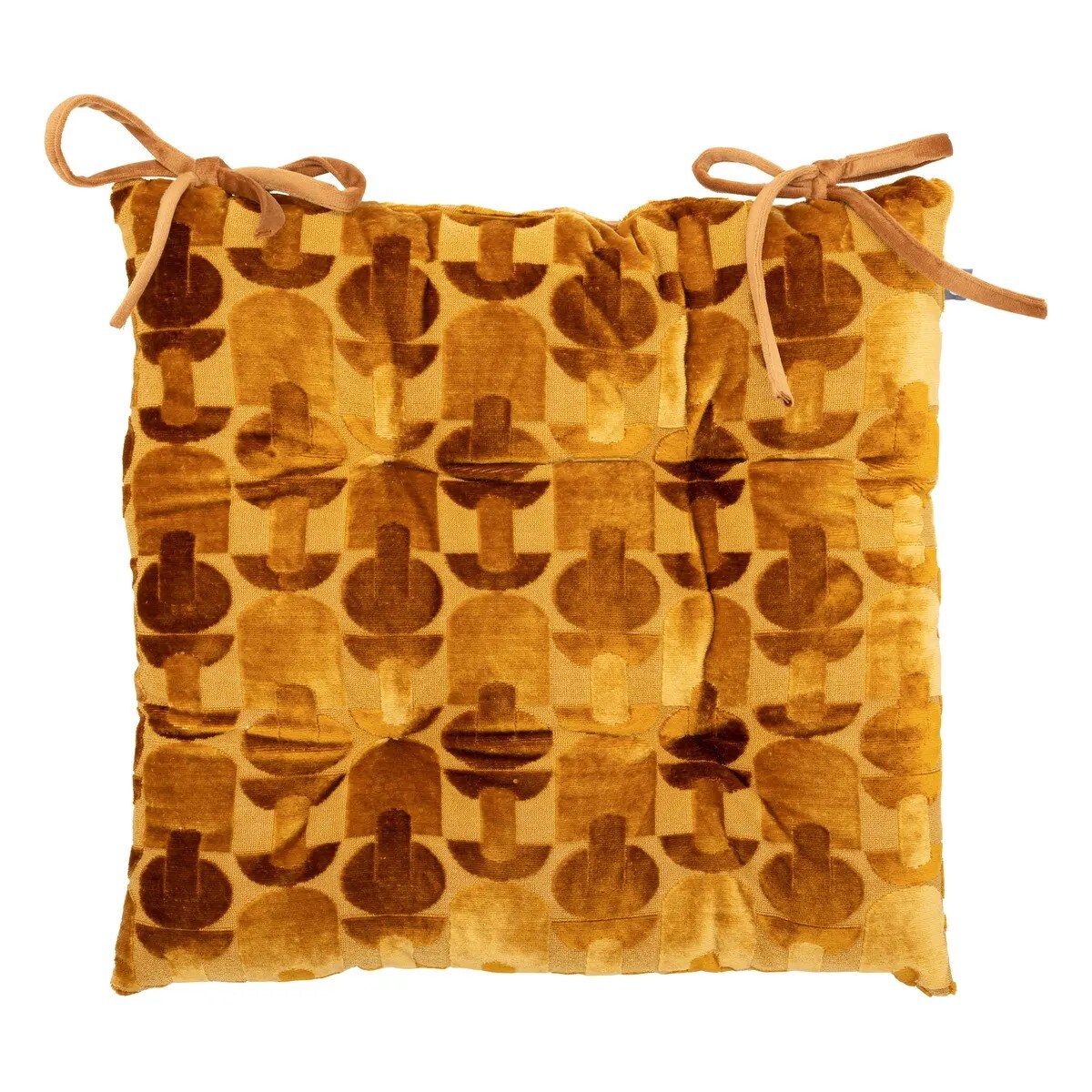 Poduszka na krzesło z wiąceniam ochra Luna 38x38 cm