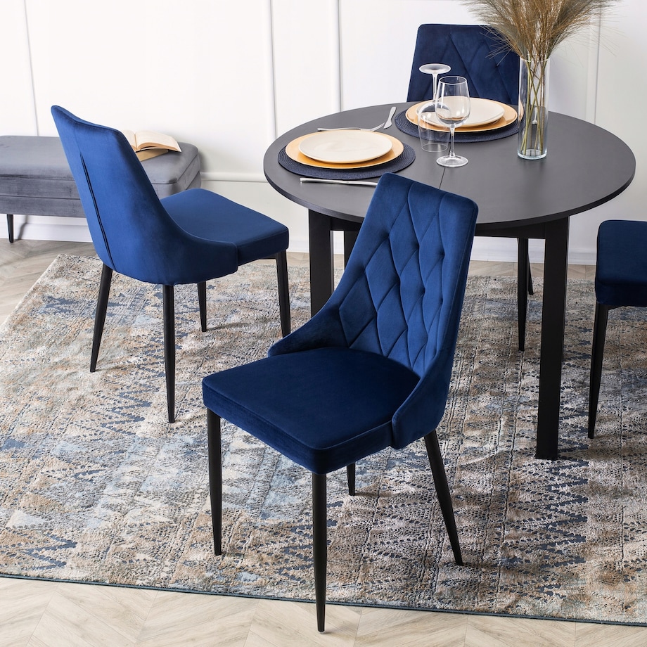 Krzesło Tapicerowane Welurowe Do Salonu Jadalni Loft Velvet Granatowe CORK