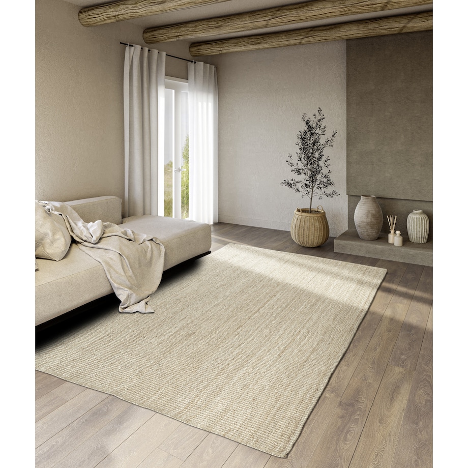 Dywan jutowy do salonu 120x170cm, naturalny kremowy dywan z juty