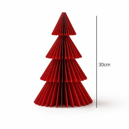 Papierowa dekoracja choinka Bożonarodzeniowa składana, bordowa 30 cm WOZ65