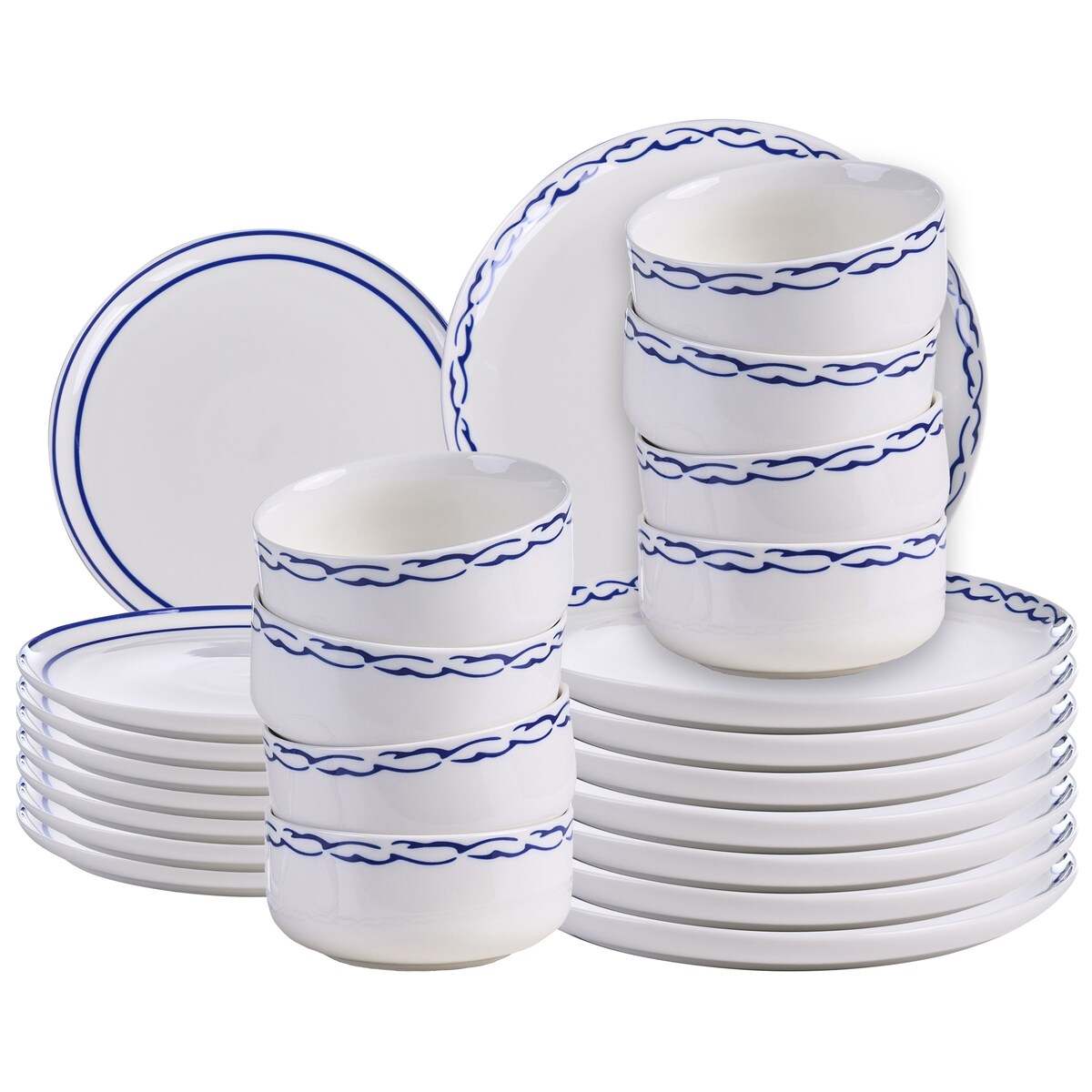 Zastawa stołowa 24-częściowa AMCHUR Porcelana Biały/ niebieski