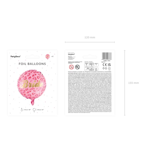 Balon foliowy Bride 45 cm, mix