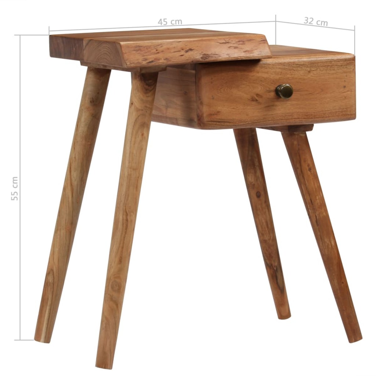 vidaXL Stolik nocny z litego drewna akacjowego, 45 x 32 x 55 cm