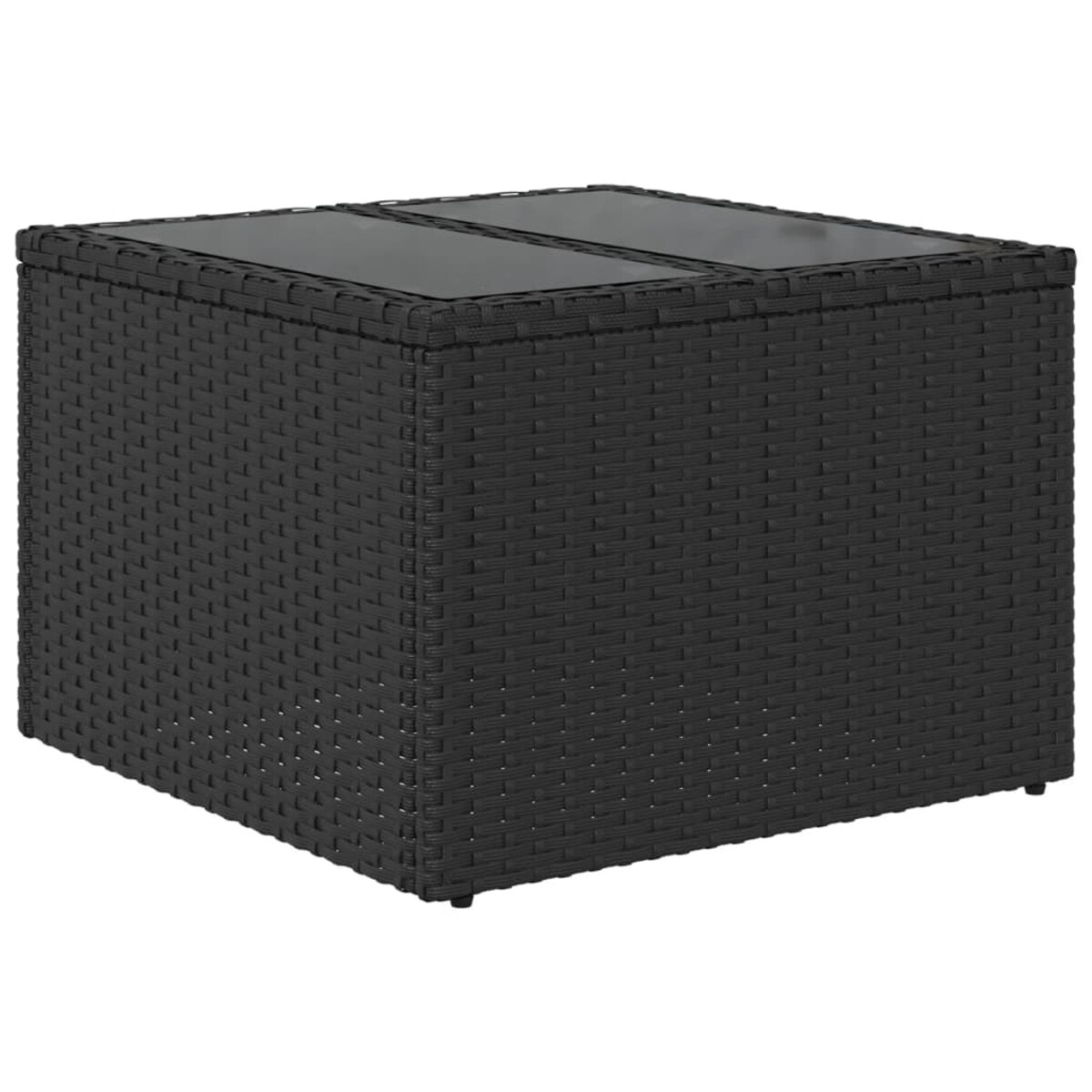 vidaXL Stół ogrodowy ze szklanym blatem, czarny, 55x55x37cm, rattan PE