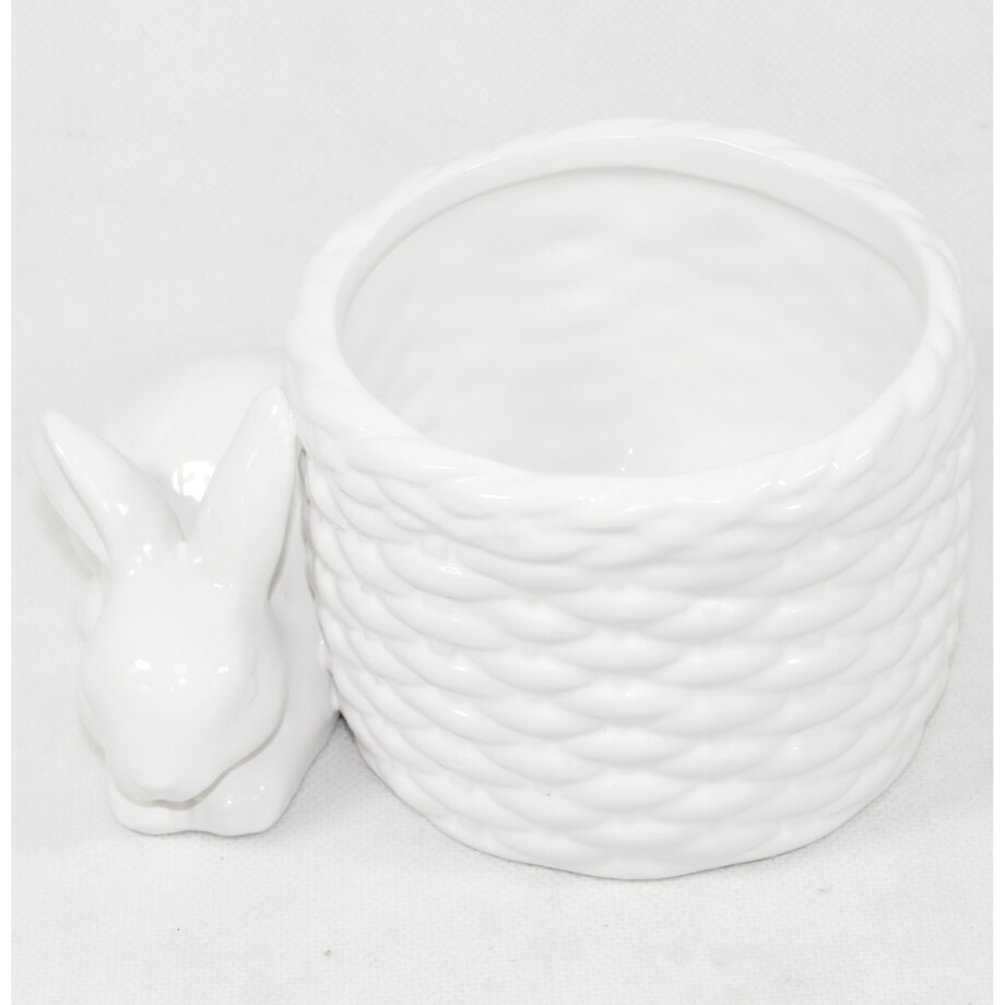 Odpoczywający przy koszyczku zajączek 8,5x16x11,5 cm RESTO