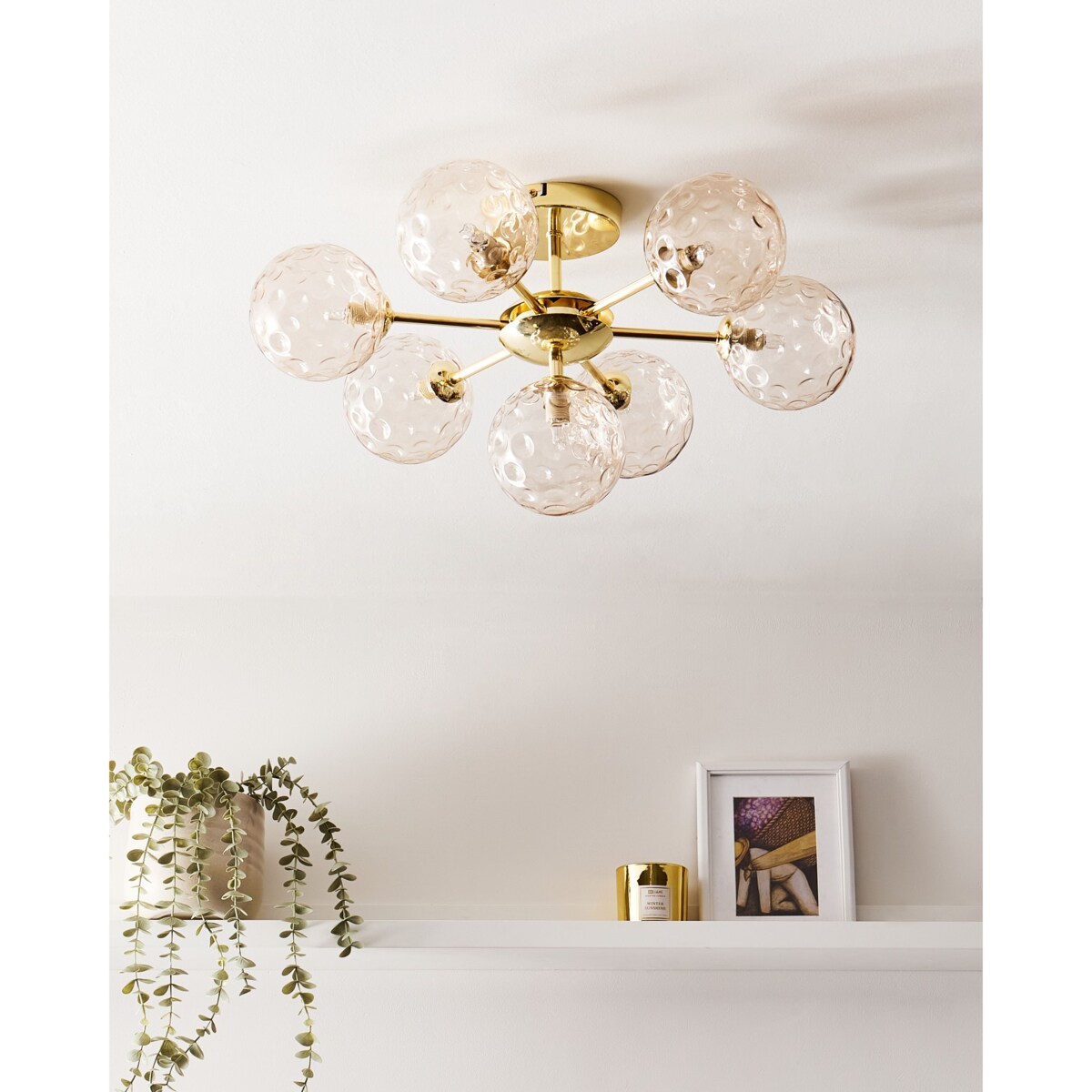 Lampa 7-punktowa szklana beżowa ANADYR