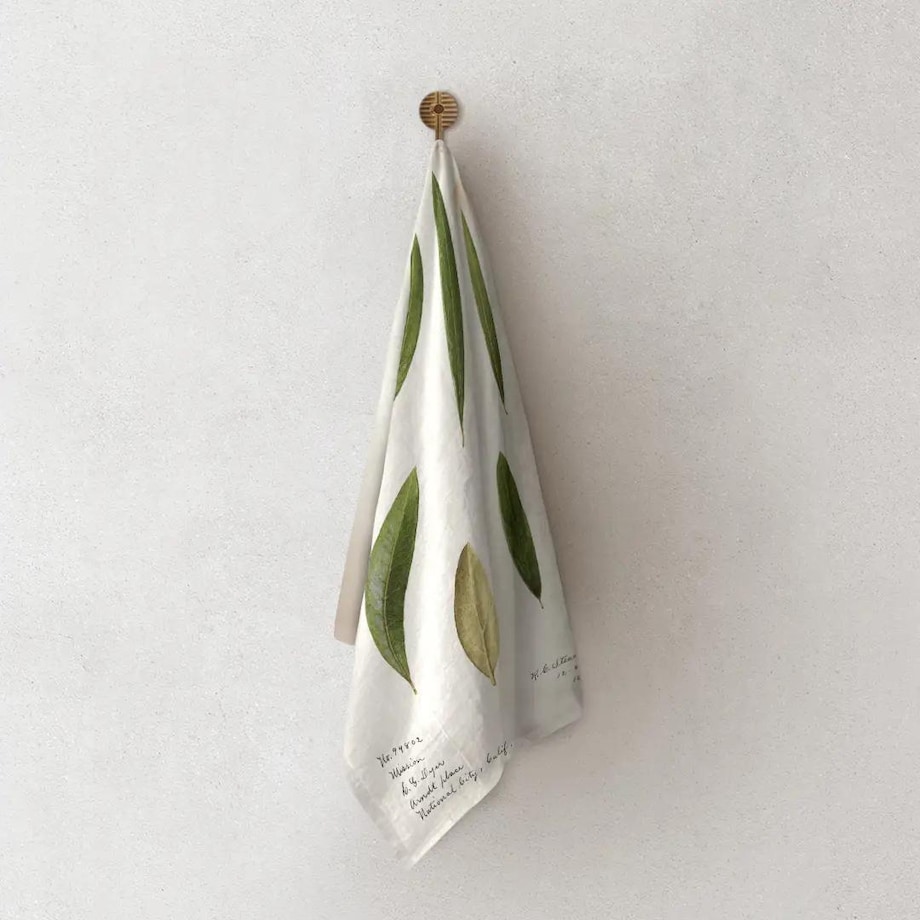 Lniany ręcznik kuchenny - liście
