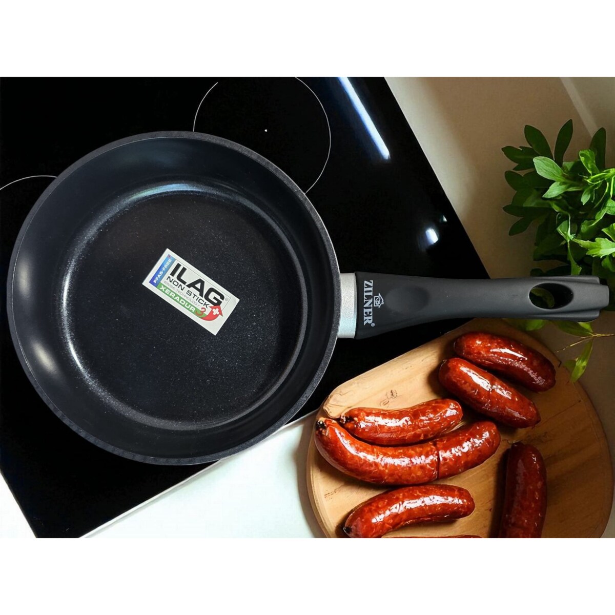 Patelnia do smażenia ceramiczna 28 cm czarna indukcja gaz ZILNER
