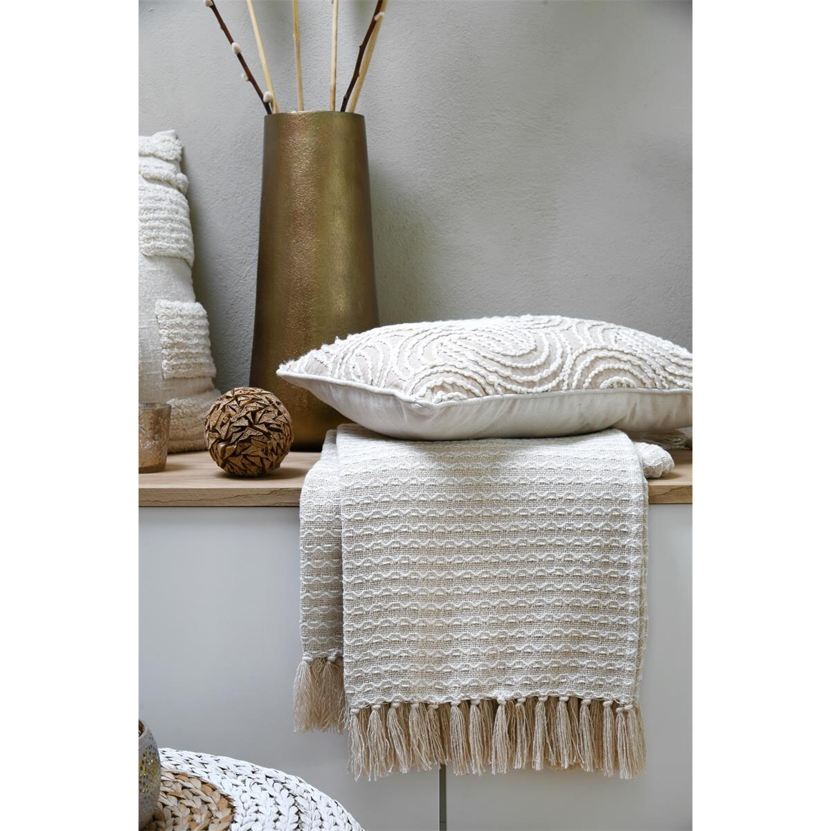 Koc bawełniany z frędzlami, 125 x 150 cm, BALMA