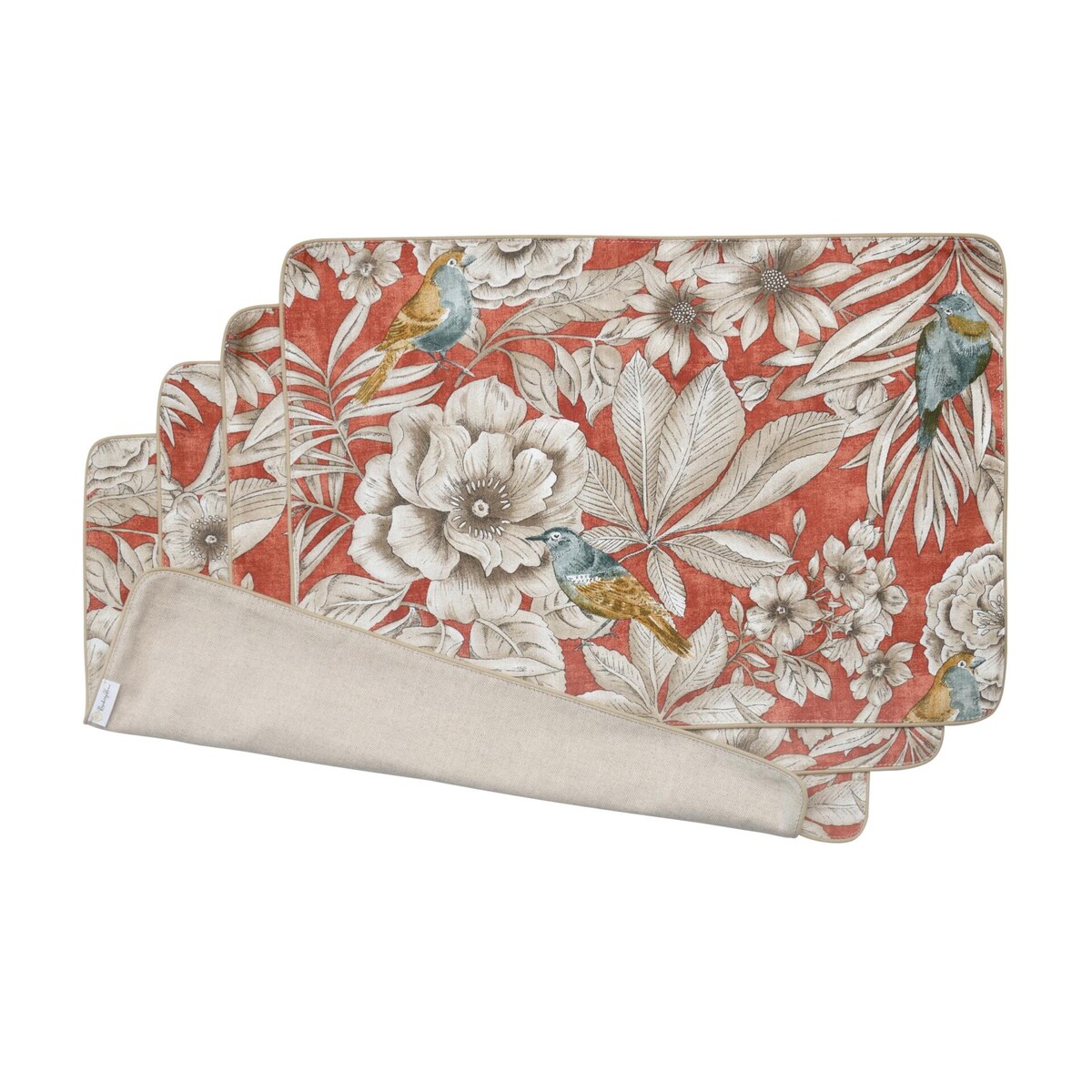 Podkładki dwustronne z motywem liści i ptaków Topaz & Mirha – komplet 4 szt.