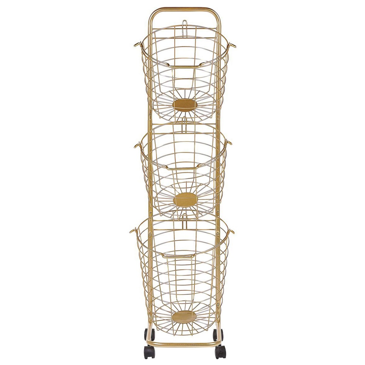 Stojak z 3 koszami na kółkach metalowy złoty AYAPAL