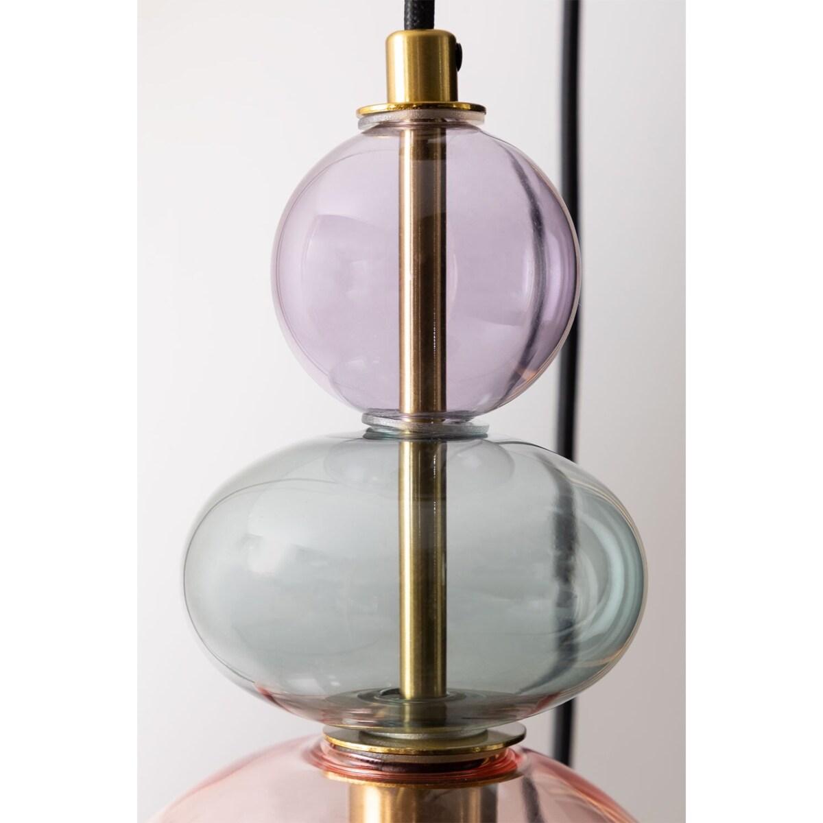 Lampa wisząca potrójna złota kolorowe szkło Zanya