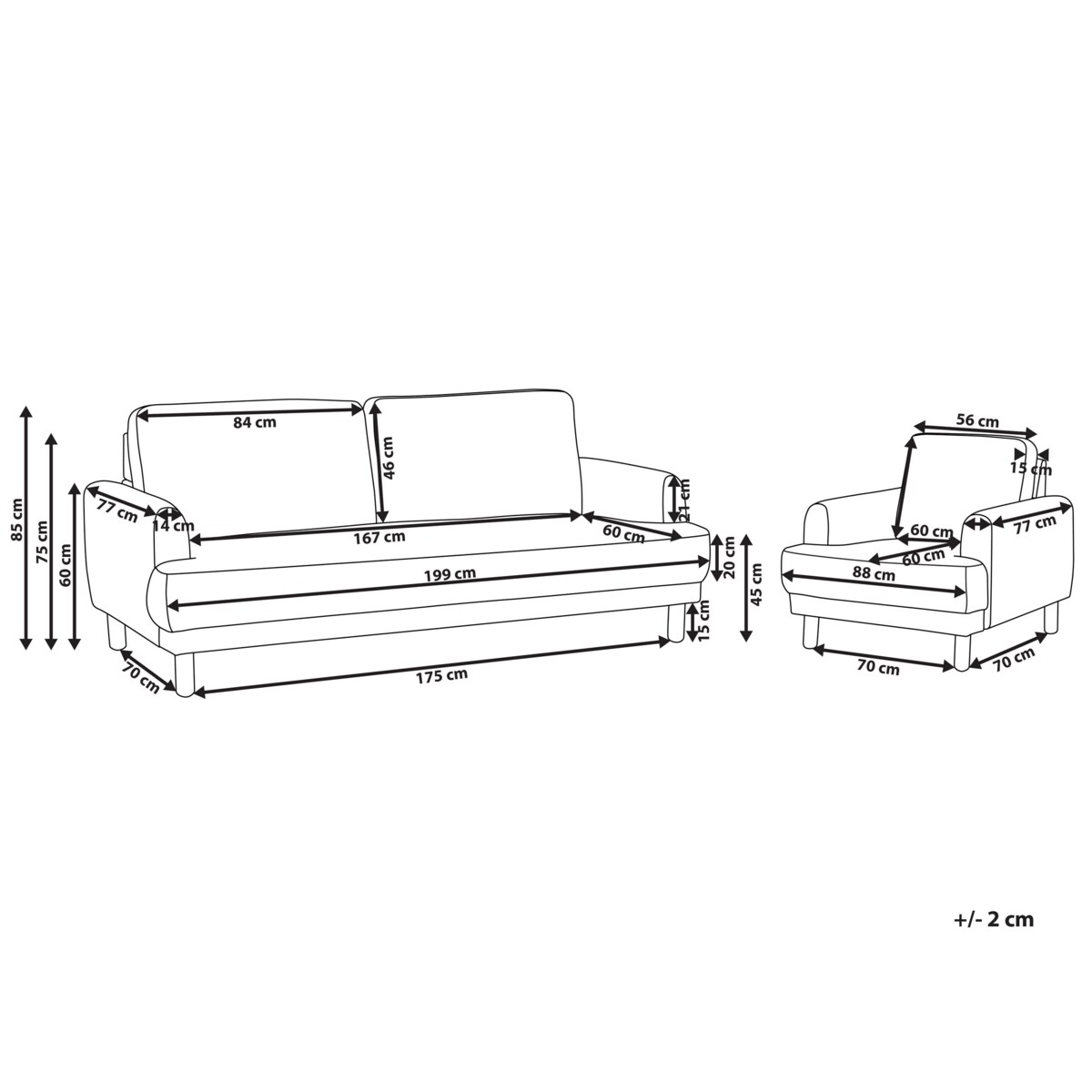 Zestaw wypoczynkowy tapicerowany złamana biel TUVE