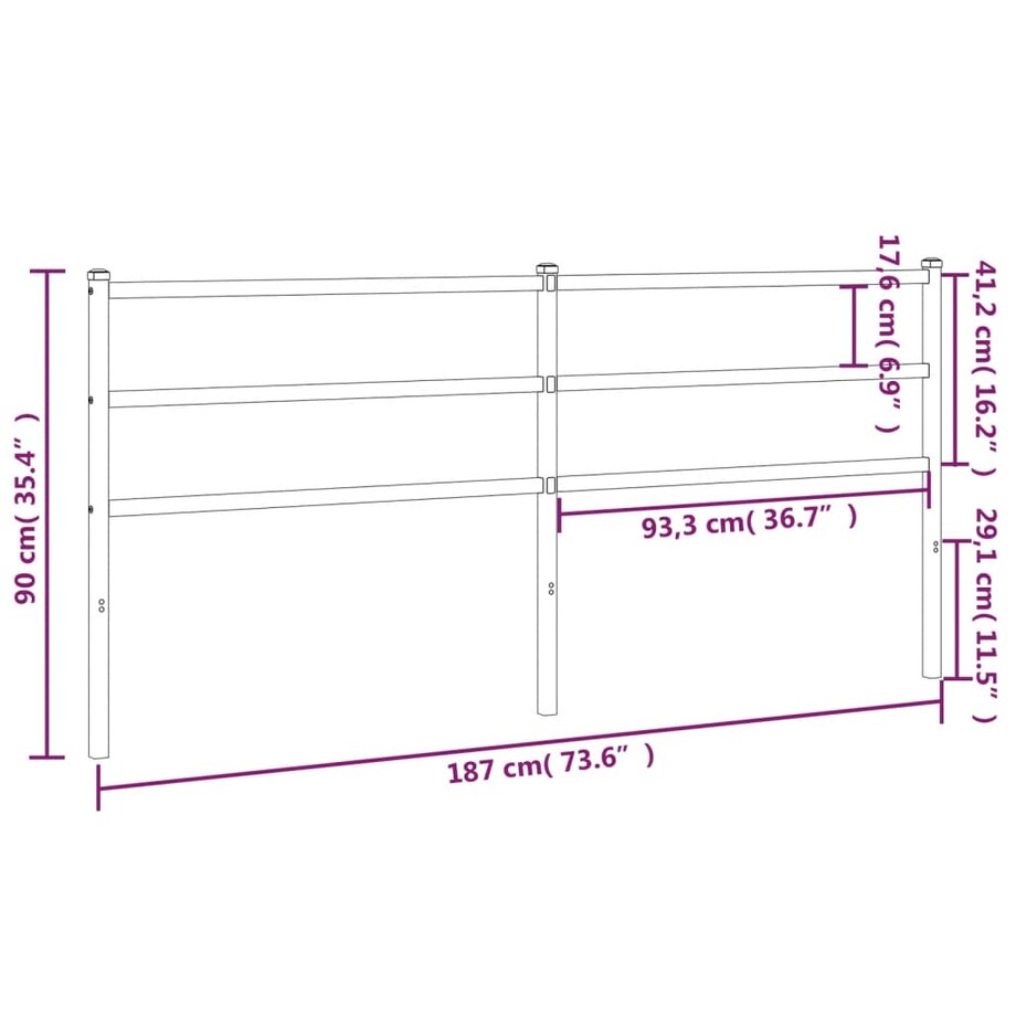 vidaXL Metalowe wezgłowie, czarne, 180 cm