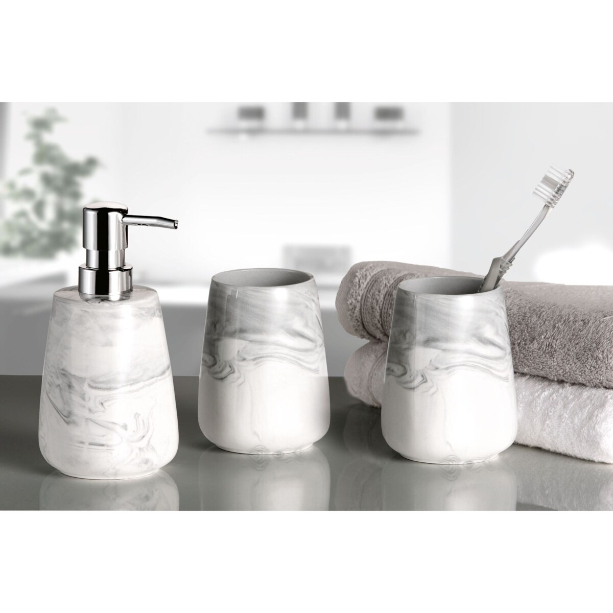 Kleine Wolke Marble Kubek łazienkowy szary