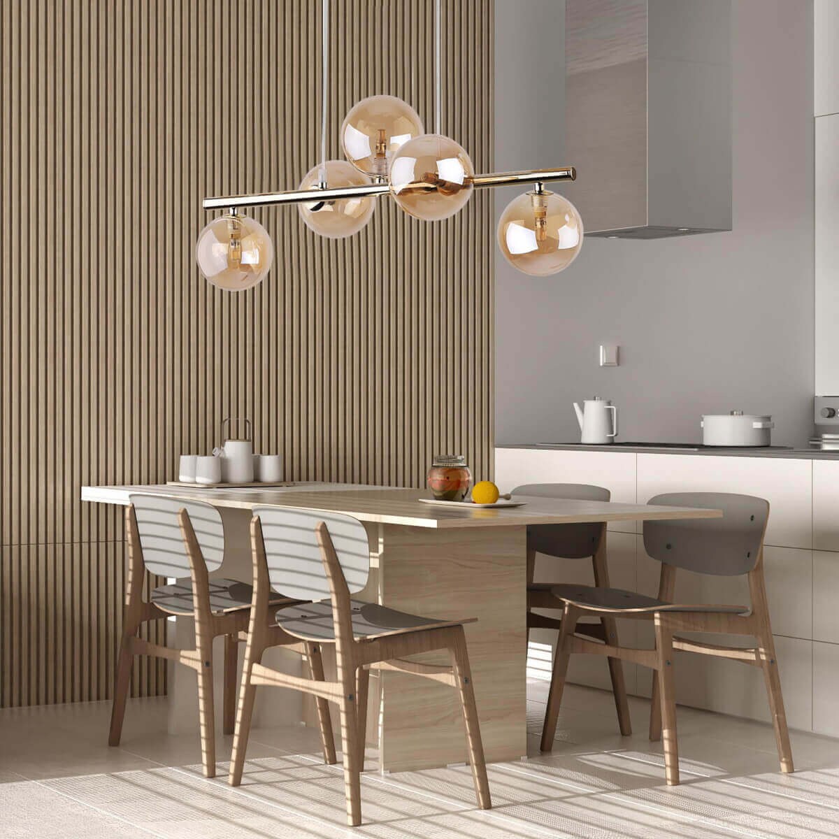 Salonowa lampa wisząca ESTERA 4549 TK Lighting kule bursztynowe złote