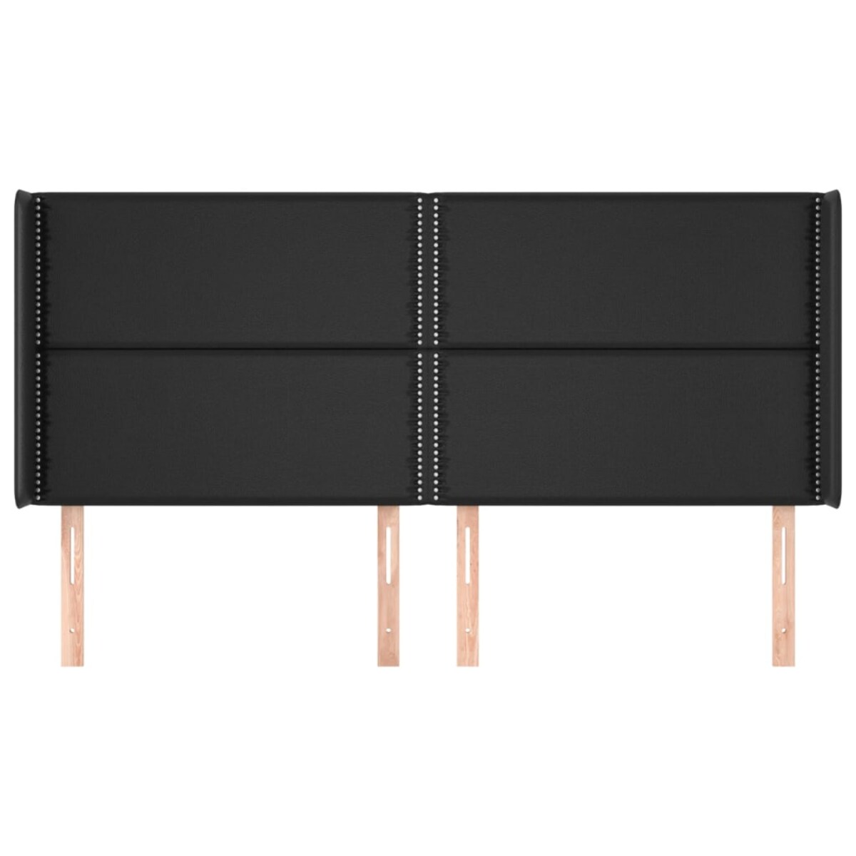 vidaXL Zagłówek uszak, czarny, 203x16x118/128 cm, sztuczna skóra